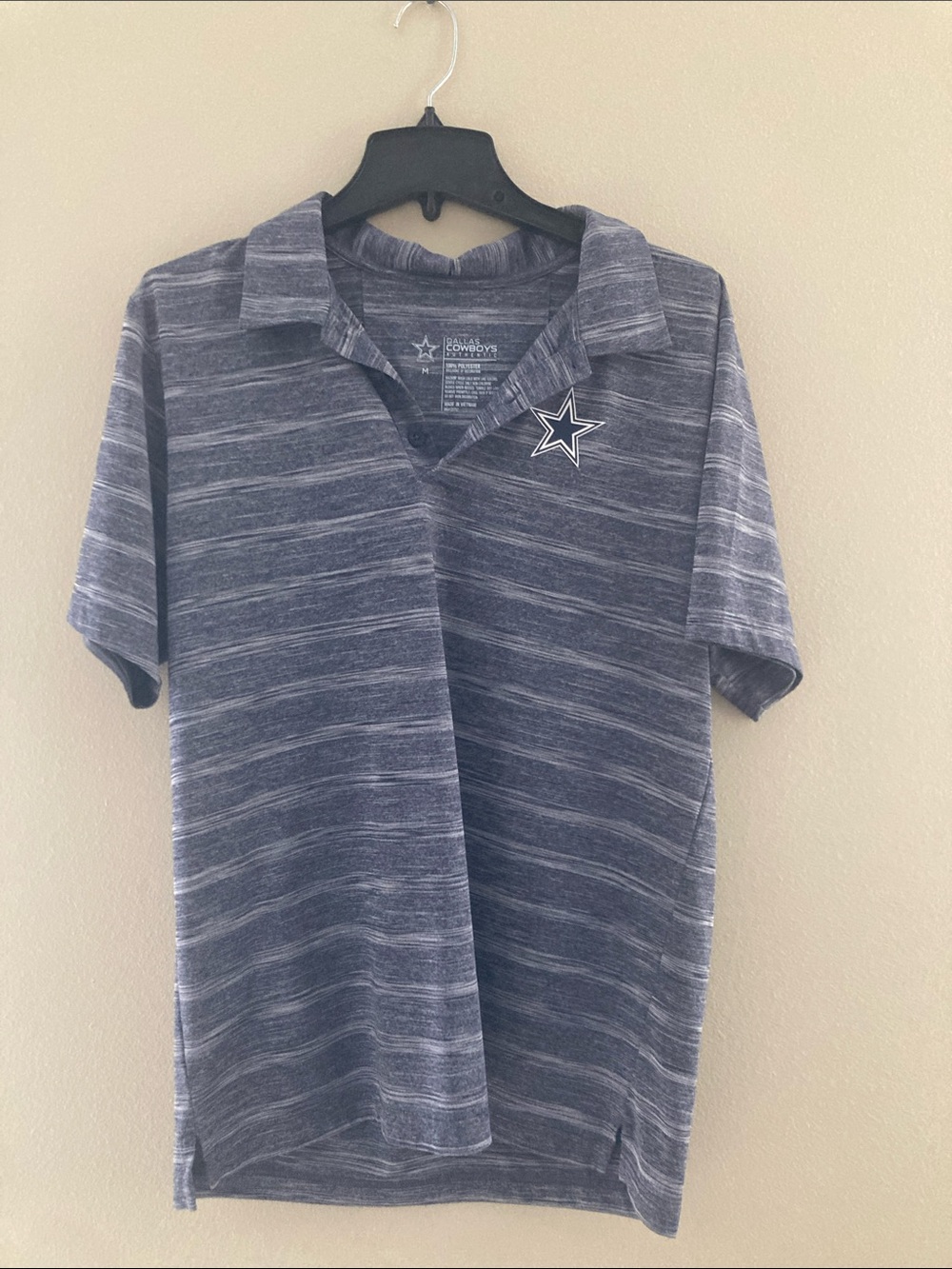 NFL Men's Navy and White Striped  Dallas Cowboys Polo